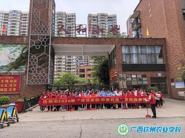 我校党员志愿者进社区 清洁环境美化家园